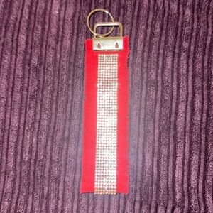 Frayed Rhinestone Wristlet Keychain